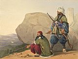 Famous Dress Paintings - Afghaun foot soldiers in their winter dress, with entrance to the Valley of Urgundeh